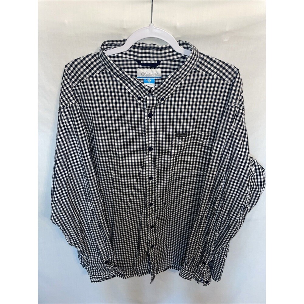 Columbia Men’s Casual Shirt Sz 3X Tall Black Striped Outdoors Comfort Button Up